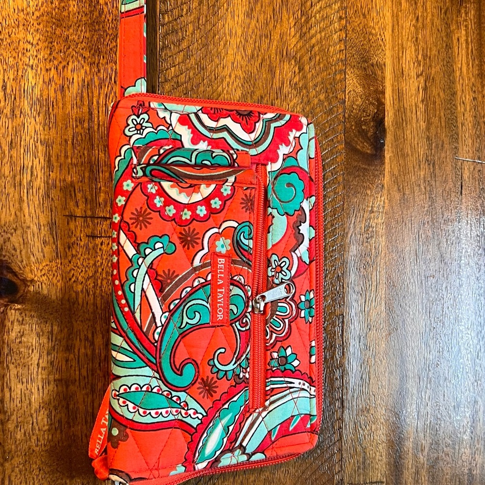 Bella Taylor Vibrant Red, Blue and Green Wristlet